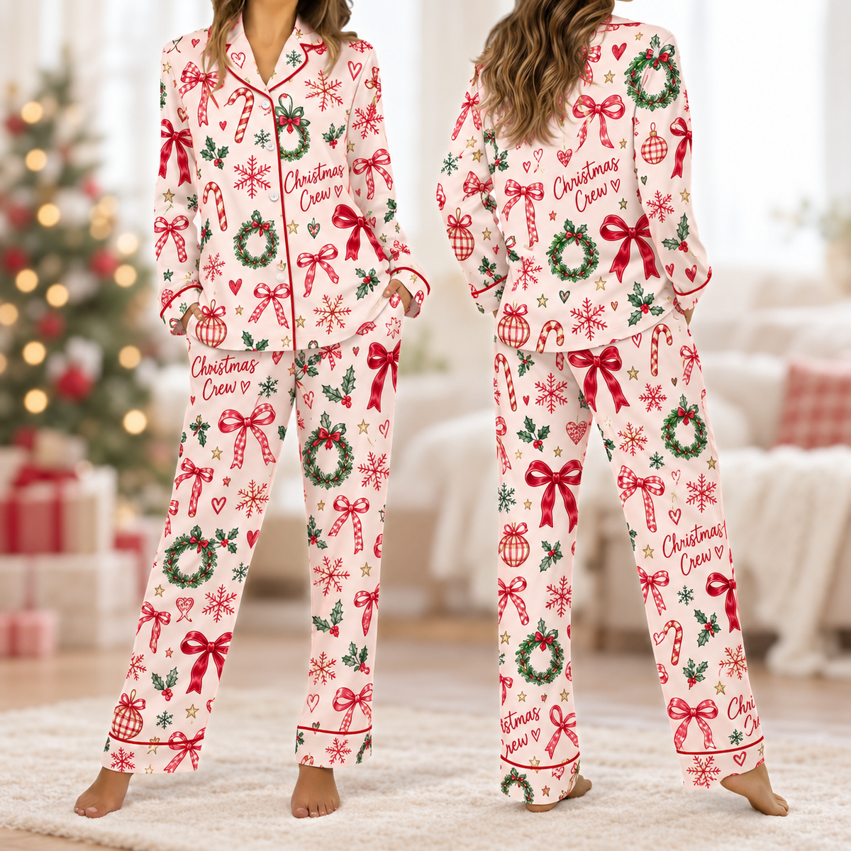 Festive Christmas Crew Pajamas, Cozy Matching Holiday Family Sleepwear