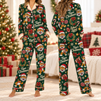 Matching Mascot Christmas Pajamas, Custom School Spirit Holiday Satin Sleepwear