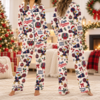 Custom Mascot Christmas Pajamas, Matching School Spirit Holiday Satin Set