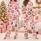Educator Christmas Pajama Set, Merry Teachmas Books & Trees Satin Loungewear