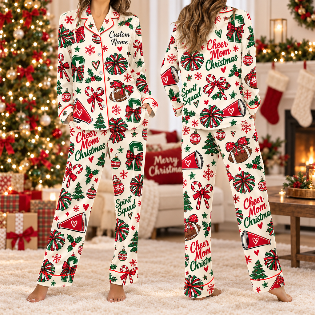 Volleyball Mom Christmas Pajamas, Matching Game Day Satin Lounge Set