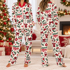 Volleyball Mom Christmas Pajamas, Matching School Spirit Holiday Satin Set