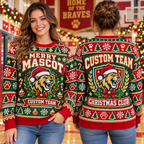 Personalized Team Name Mascot Ugly Christmas Sweater, School Spirit Party Wear