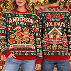 Custom Family Gingerbread Ugly Christmas Sweater, Matching Holiday Outfit