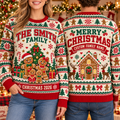 Personalized Family Gingerbread Ugly Christmas Sweater, Matching Holiday Outfit