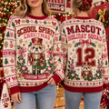 Custom Mascot School Spirit Ugly Christmas Sweater, Holiday Team Outfit