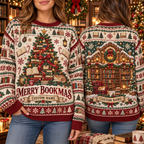 Personalized Book Lover Ugly Christmas Sweater, Festive Gift for Readers