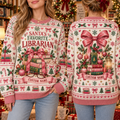 Personalized Librarian Ugly Christmas Sweater, Book Lover Holiday Style