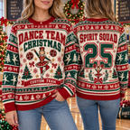 Custom Dance Team Name Ugly Christmas Sweater, Spirit Squad Party Wear