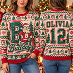 Personalized Mascot Christmas Sweatshirt, Custom Game Day Holiday Sweater