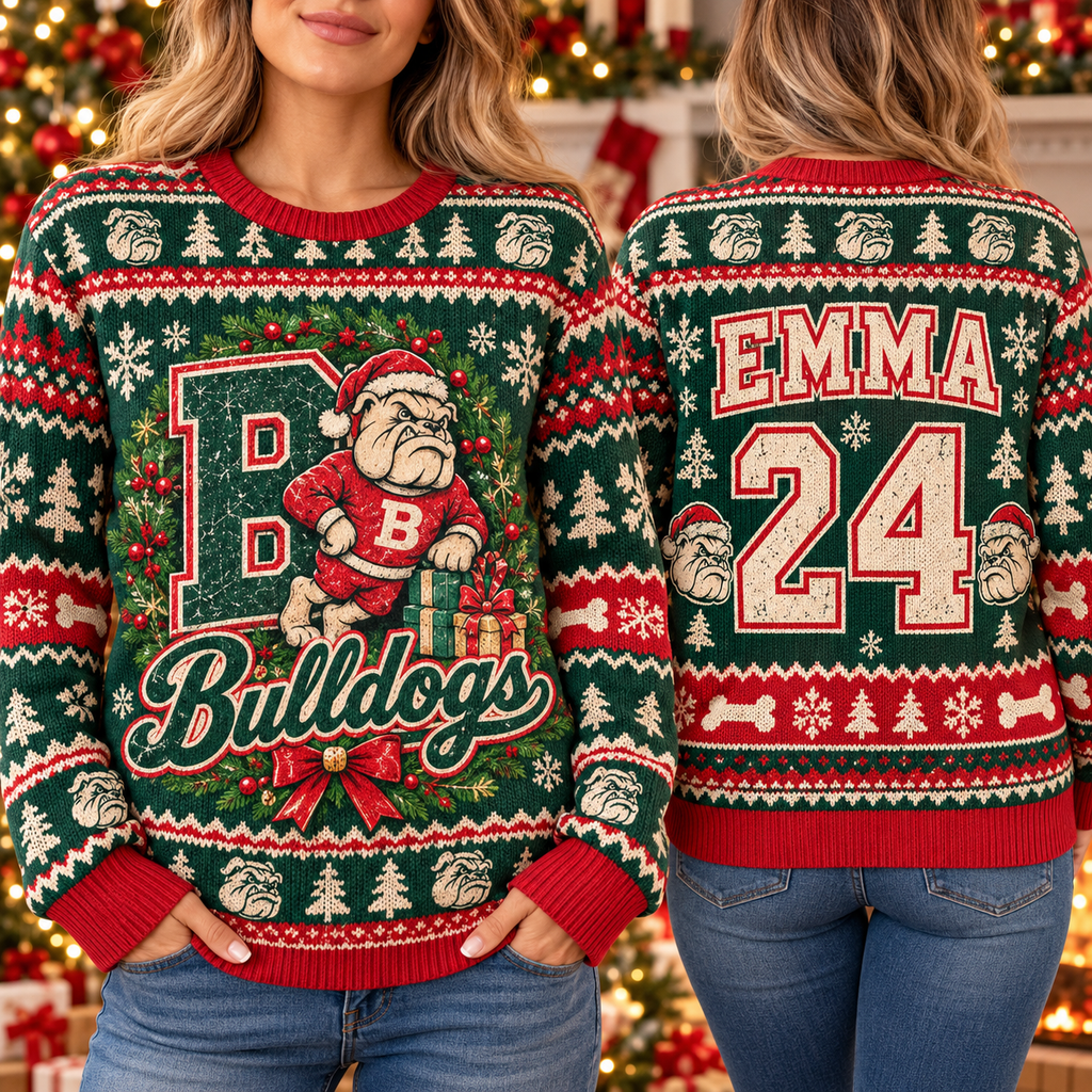 Ugly Christmas Mascot Sweatshirt, Custom School Spirit Game Day Sweater