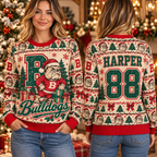 Custom School Spirit Christmas Sweatshirt, Personalized Mascot Gift Sweater