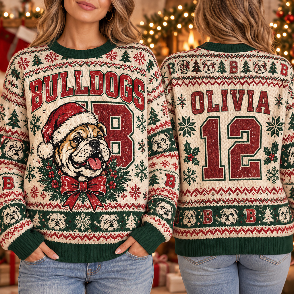 Ugly Christmas Mascot Sweatshirt, Custom Game Day Holiday Crewneck Sweater
