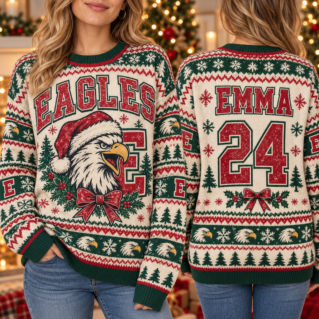 Ugly Christmas College Sweatshirt, Custom Mascot Game Day Crewneck Sweate
