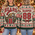 Personalized Mascot Christmas Sweatshirt, Proud School Spirit Holiday Sweater