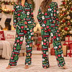 Personalized School Nurse Christmas Pajama Set, Custom Name Satin Loungewear
