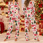 Personalized Campus Queen Christmas Pajamas, Custom Holiday Satin Lounge Set