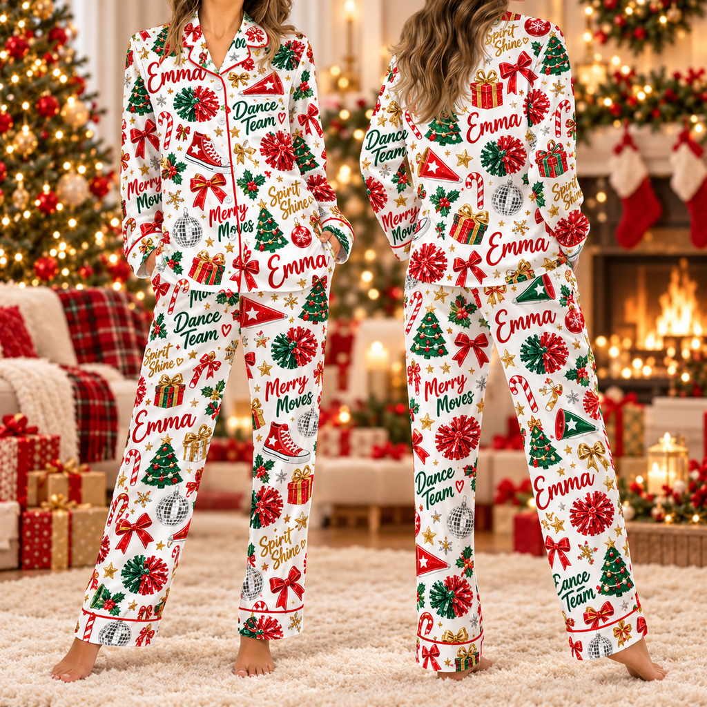 Custom Dance Team Christmas Pajamas,Custom Dancer Satin Lounge Set