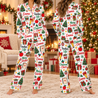 Personalized Teacher Christmas Pajamas, Classroom Cheer Satin Sleepwear