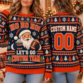 Custom Mascot Football Ugly Christmas Sweater, Team Holiday Crewneck