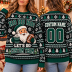 Custom Football Ugly Christmas Sweater, Holiday Crewneck for School Fans