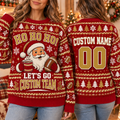 Custom Santa Football Ugly Christmas Sweater, Festive School Team Jumper