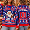 Personalized Santa Football Sweatshirt, Custom Holiday Game Day Sweater