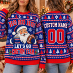 Personalized Santa Football Sweatshirt, Custom Holiday Game Day Sweater