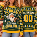 Personalized Football Ugly Christmas Sweater, Team Spirit Holiday Pullover