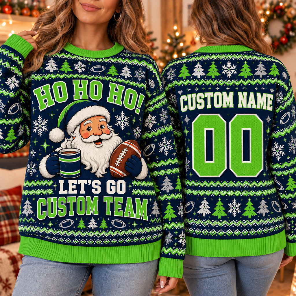 Ugly Christmas Football Sweatshirt, Custom Game Day Holiday Pullover