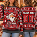 Personalized Football Christmas Sweatshirt, Custom Game Day Holiday Sweater