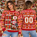 Custom Football Ugly Christmas Sweater, School Fan Holiday Pullover