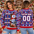Personalized Football Ugly Christmas Sweater, Team Holiday Party Crewneck