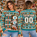 Personalized Football Ugly Christmas Sweater, School Spirit Crewneck