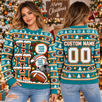 Personalized Football Ugly Christmas Sweater, School Spirit Crewneck
