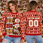 Custom Mascot Football Ugly Christmas Sweater, Family Game Day Crewneck