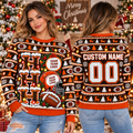 Personalized Football Ugly Christmas Sweater, School Spirit Holiday Pullover