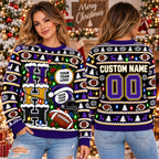 Personalized Football Holiday Sweatshirt, Custom Team Spirit Game Day Sweater