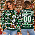Personalized Football Ugly Christmas Sweater, Holiday Pullover for Teams