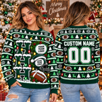 Personalized Football Ugly Christmas Sweater, Holiday Pullover for Teams