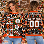 Custom Football Ugly Christmas Sweater, Holiday Crewneck for Team Families