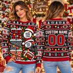 Custom Football Letter Ugly Christmas Sweater, Player Gift Crewneck