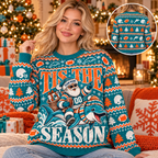 Custom Mascot Football Ugly Christmas Sweater, Santa Fan Holiday Crewneck