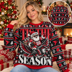 Custom Santa Football Ugly Christmas Sweater, Mascot Game Day Crewneck