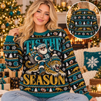 Custom Mascot Football Ugly Christmas Sweater, Santa Spirit Crewneck