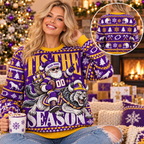 Personalized Football Santa Ugly Christmas Sweater, Mascot Holiday Pullover