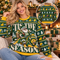 Custom Mascot Football Ugly Christmas Sweater, Santa Rider Crewneck