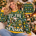 Custom Mascot Football Ugly Christmas Sweater, Santa Rider Crewneck