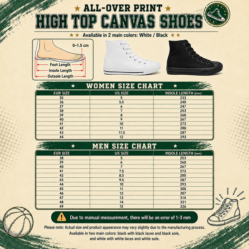 Custom College Canvas High Tops, Personalized School Spirit Sneakers