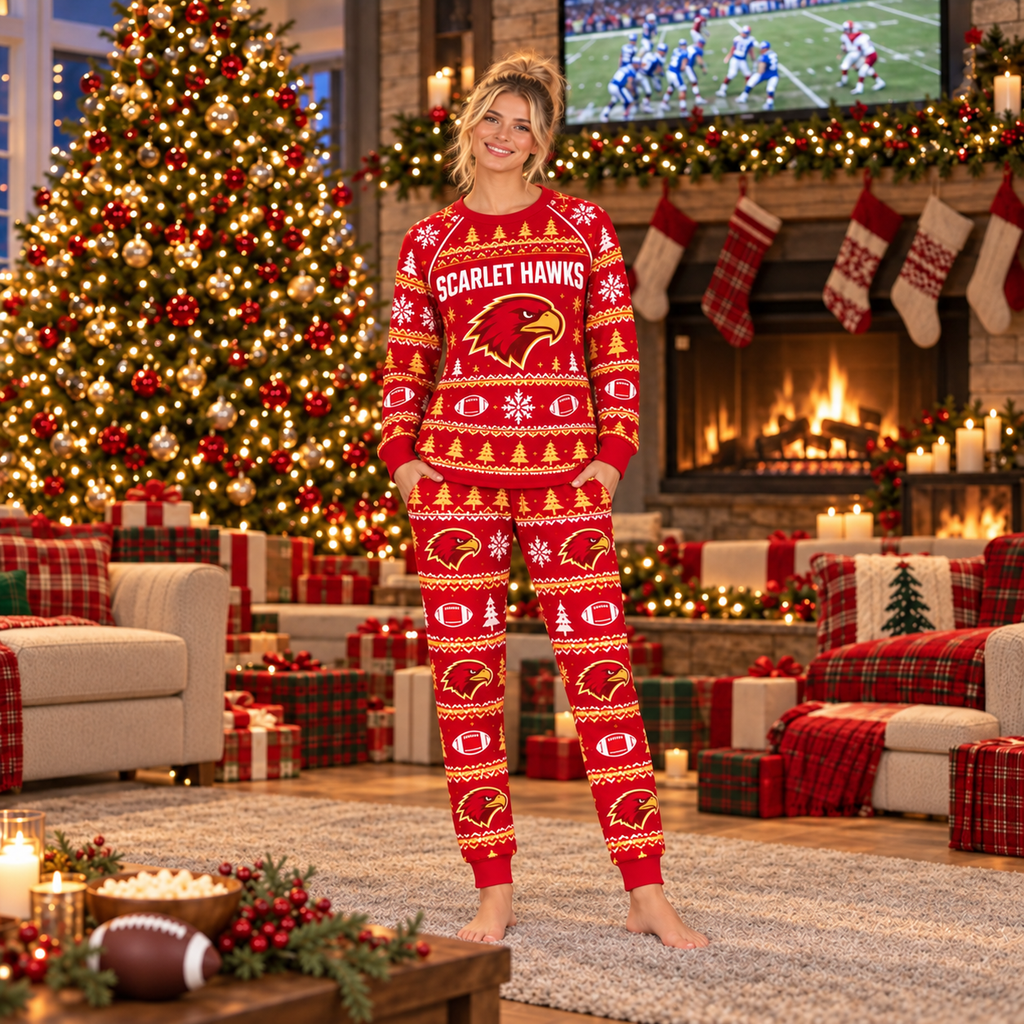 Personalized Team Mascot Holiday Pajamas, Custom Name Sleepwear Set